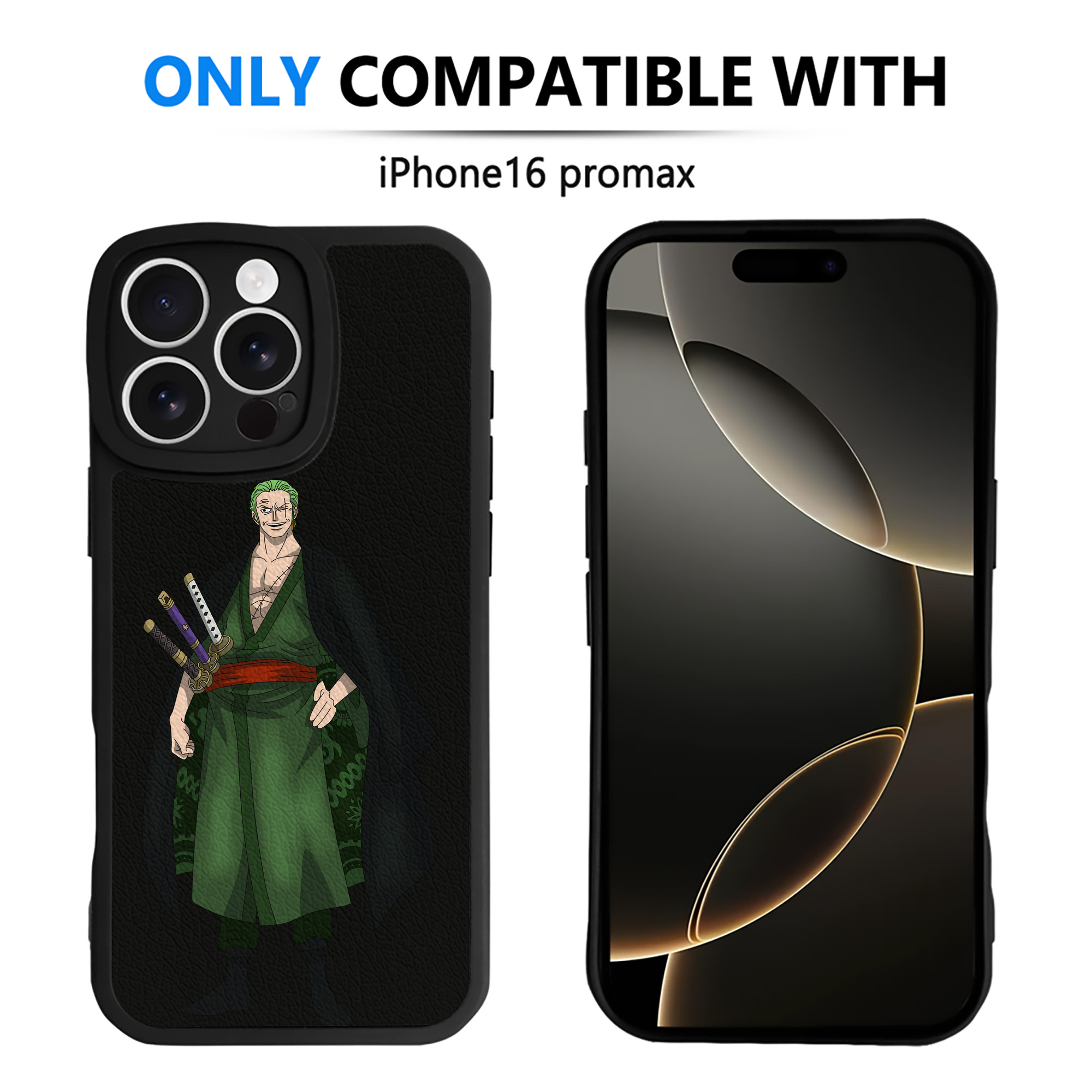 （画像用） ワンピース ロロノア・ゾロ ONE PIECE Roronoa Zoro 【iPhone 16シリーズ対応】シリコンスマホケース（レザー調） 材質：シリコン